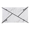 Modern Faux Marble 6 Piece Dining Table Set,60Inch Metal Kitchen Table Set With Upholstered Dining Chairs And Bench, Black Metal Dining Room Bench Seating Rectangular Dining Table With Chair And Bench Metal Wood Black Seats 6 60 Inches Farmhouse Trestle