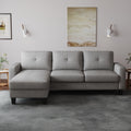 Living Room Furniture With Polyestr Fabric L Shape Couch Corner Sofa For Small Space Grey Grey Foam Polyester 3 Seat