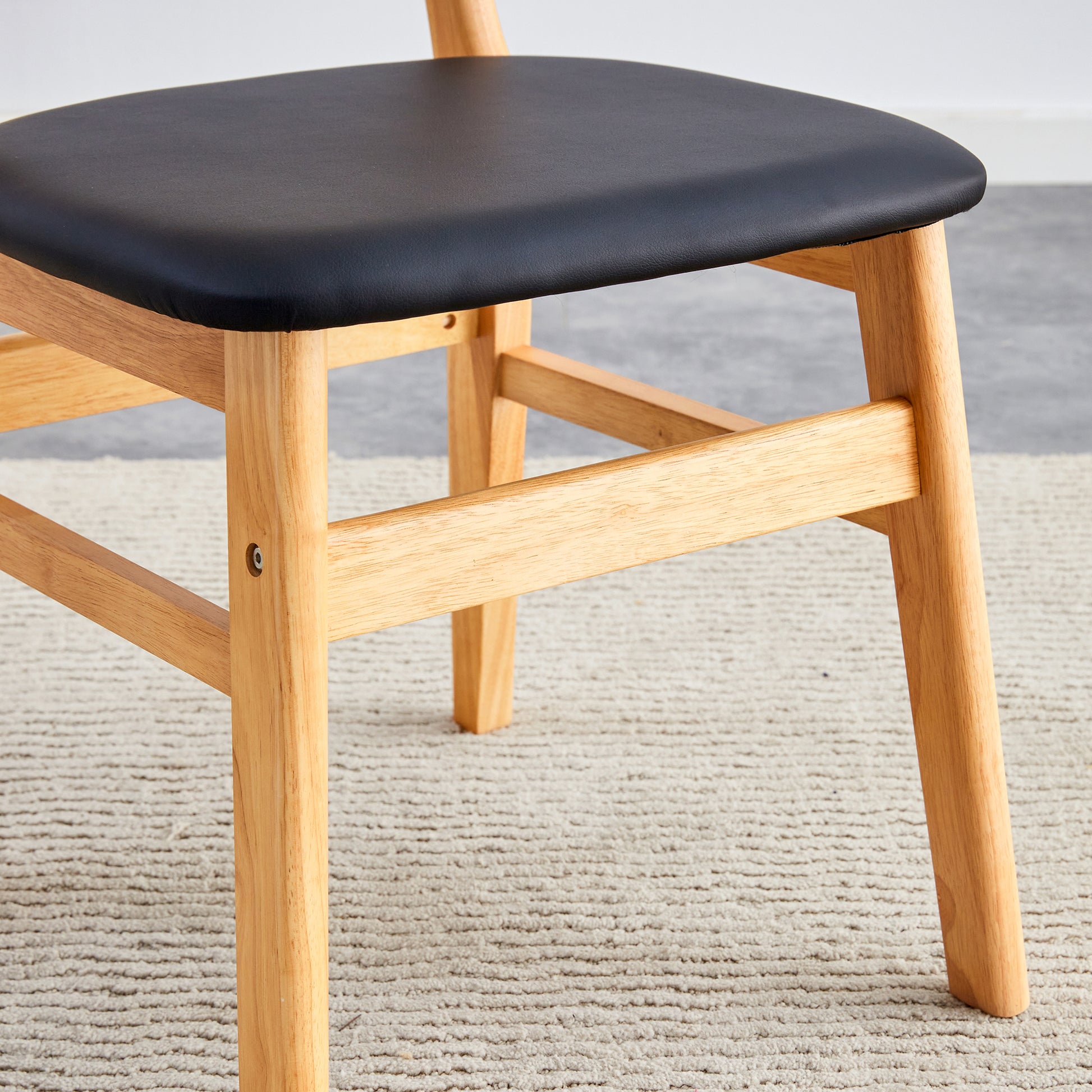 Table And Chair Set, Ancient Style Solid Wood Dining Table, Imitation Rattan Table Legs, Beautiful Simple Solid Wood Dining Chair, Perfect For Dinner, Meetings, Home And Office Decoration Wood Rubber Wood
