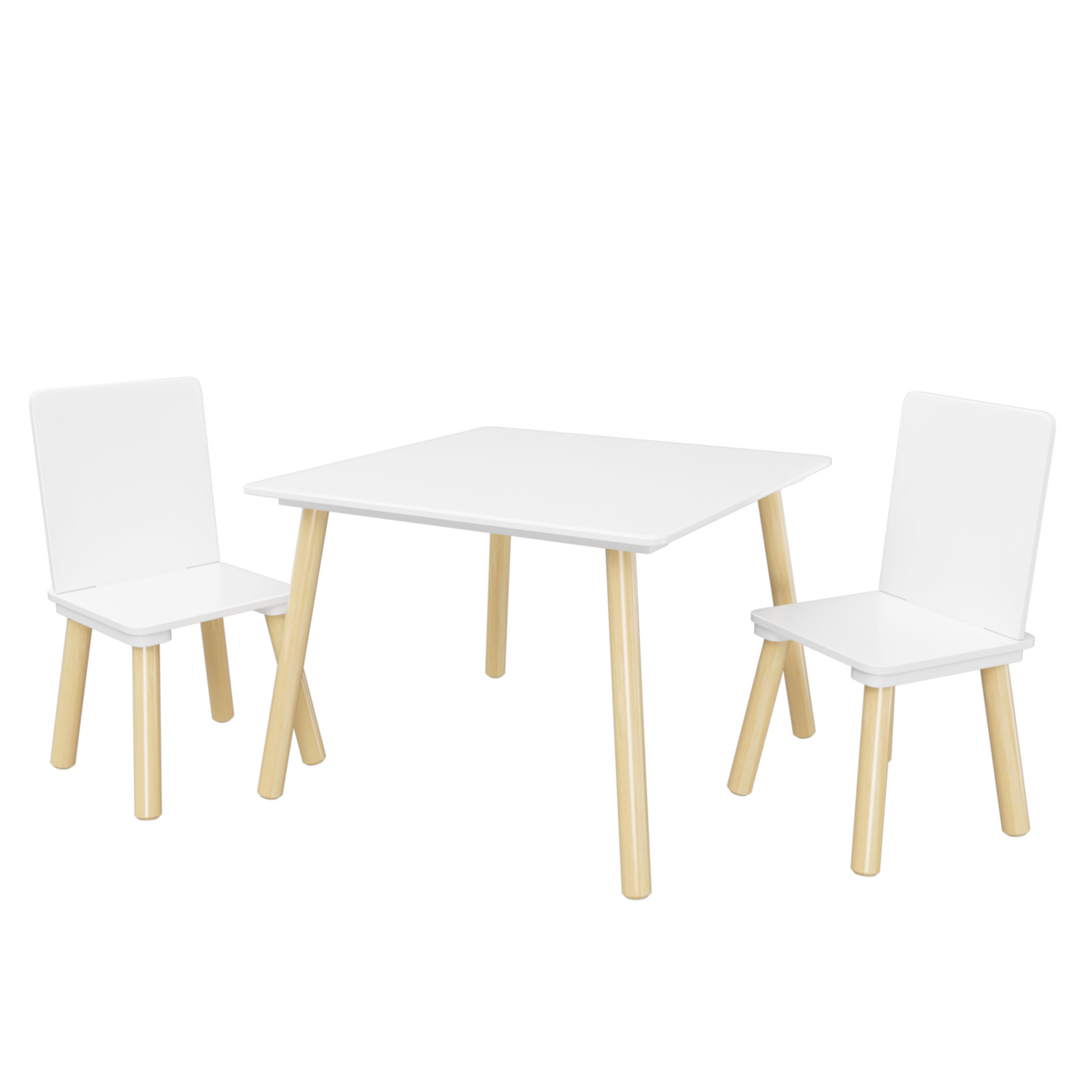 Kids Table And 2 Chairs Set, 3 Pieces Toddler Table And Chair Set, Wooden Activity Play Table Set White White Solid Wood Mdf