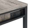 Disho Light Weathered Oak & Black Finish Writing Desk W Usb Oak Synthetic Wood
