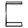 Accent Table, C Shaped, End, Side, Snack, Living Room, Bedroom, Grey Laminate, Black Metal, Contemporary, Modern Grey Metal