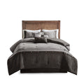 7 Piece Faux Suede Comforter Set Grey Queen Queen Grey Polyester