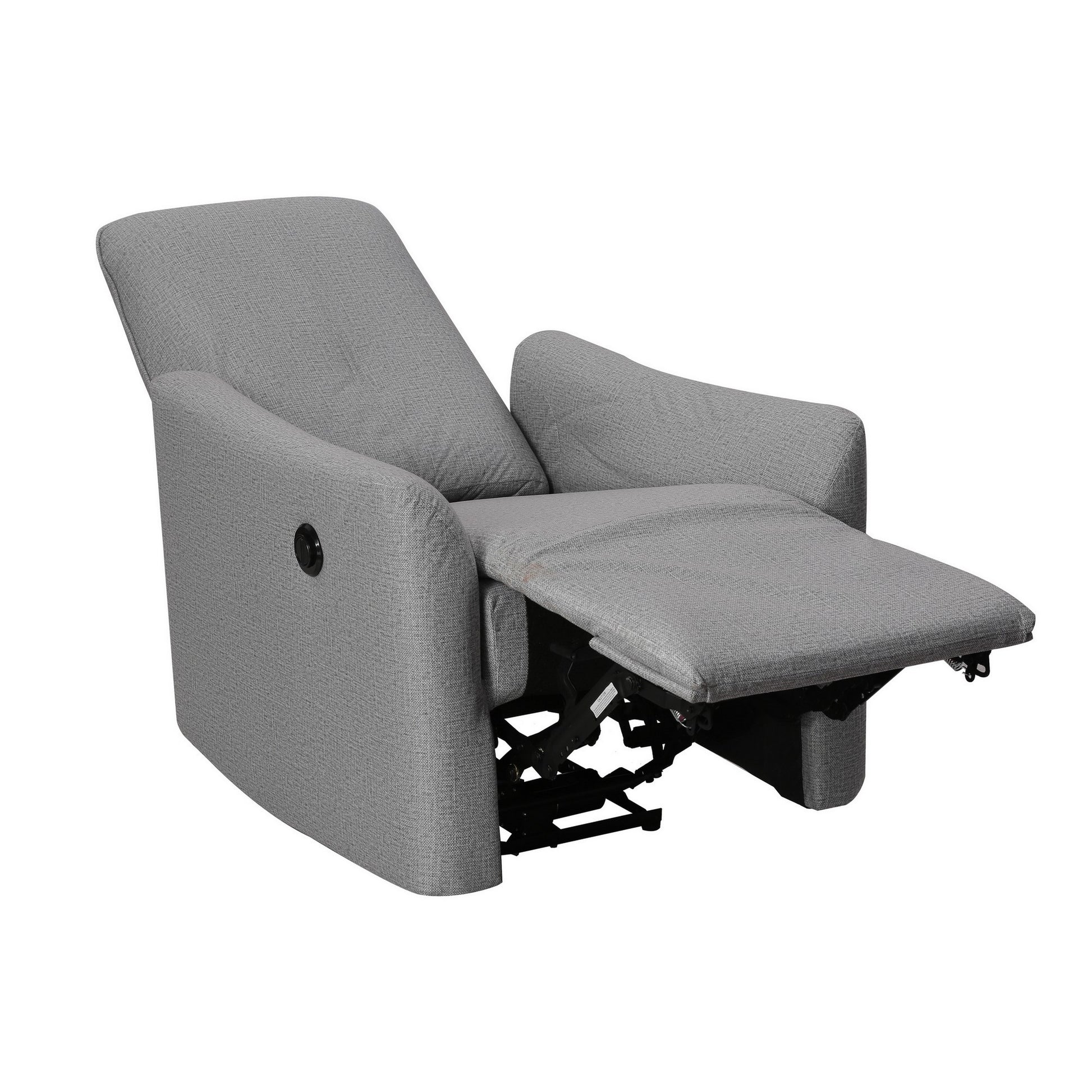 35 Inch Modern Power Recliner Chair, Touch Control Button, Gray Fabric Gray Solid Wood