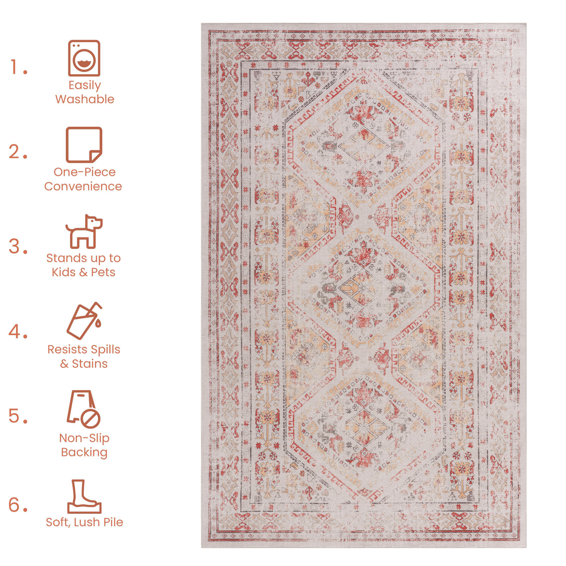 Naar 3X5 Area Rug Beige Area Rugs Kid & Pet Friendly Washable Rugs 3X5 Non Shedding 3X5 Area Rugs Foldable 3 X 5 Area Rug Washable Non Slip Eco Friendly 3X5 Rugs With Low Pile Beige, 3'X5' Beige Chenille Polyester