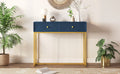 Modern Sleek Console Table Two Drawers With Stripe Design For Living Room And Entryway Navy Navy Mdf