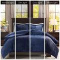 Plush Down Alternative Comforter Set Queen Navy Polyester