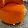Coolmore 360 Degree Swivel Cuddle Barrel Accent Sofa Chairs, Round Armchairs With Wide Upholstered, Fluffy Velvet Fabric Chair For Living Room, Bedroom, Office, Waiting Rooms Orange Foam Velvet