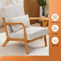 Mid Century Modern Accent Chair, Arm Chair Living Room Chairs With Pillow Upholstered Reading Chair With Solid Wood Frame & Living Room Bedroom Balcony Beige Beige Brown Primary Living Space