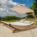 San Juan Sunbed W Adjustable Canopy Teak Metal Mesh