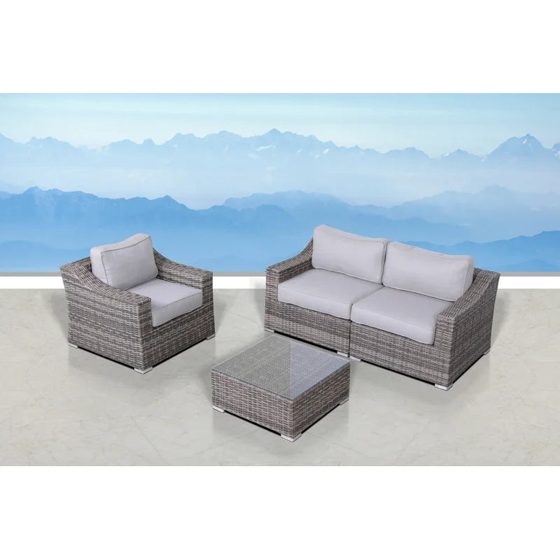 Fully Assembled Wicker 3 Person Seating Set With Cushions Gray Wicker