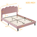 Queen Upholstered Smart Led Bed Frame With Elegant Flowers Headboard,Floating Velvet Platform Led Bed With Wooden Slats Support,Pink Pink Velvet