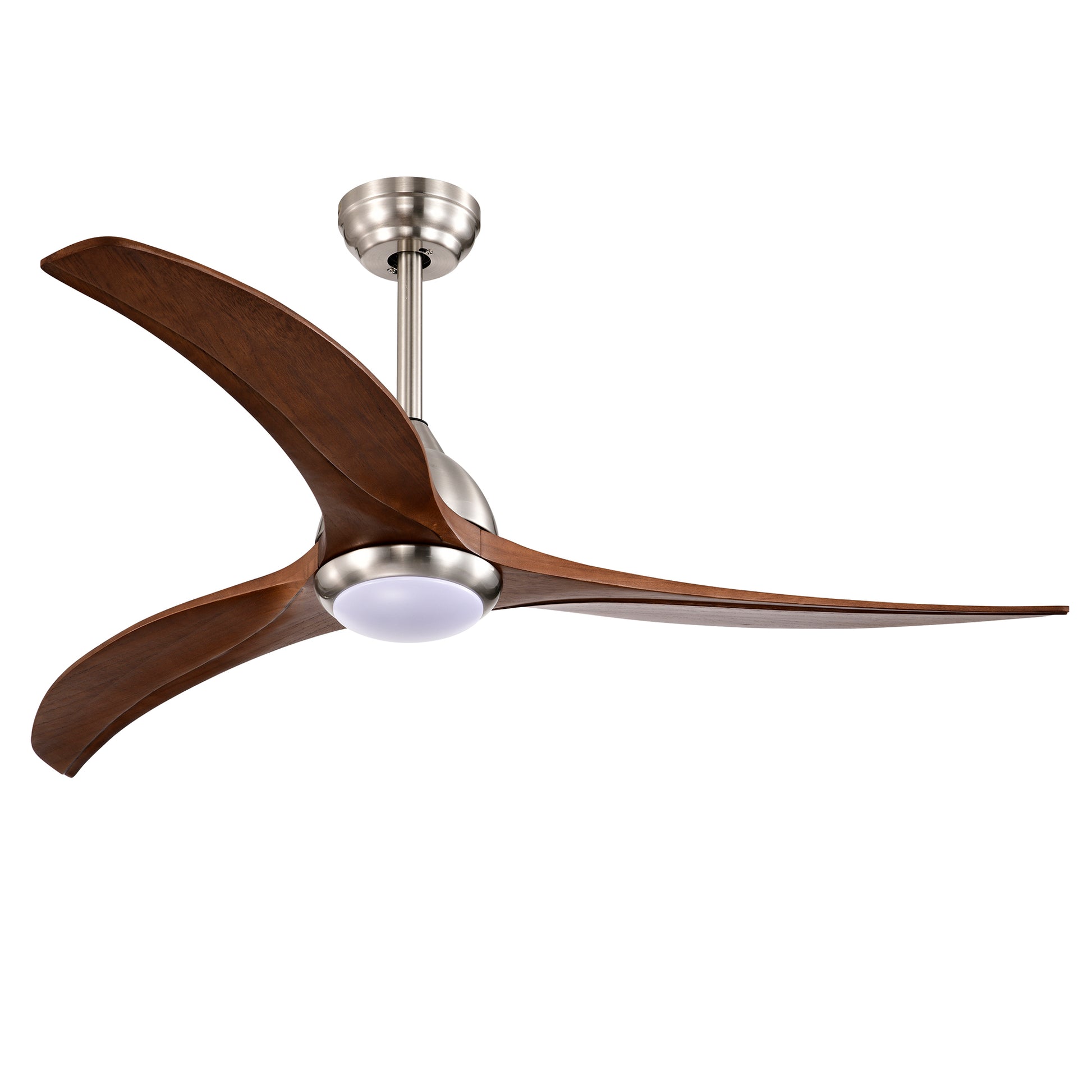 Same Sku W1592P176970 52" Solid Wood Blades Ceiling Fan With Light With Remote Control, Noiseless Reversible Motor, 6 Speed ,3 Colorfor Patio Living Room, Bedroom, Indoor. Stain Nickel Walnut Nickel