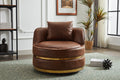 Swivel Chair, 360 Swivel Accent Chair, Barrel Chair For Living Room Bedroom Brown Fabric