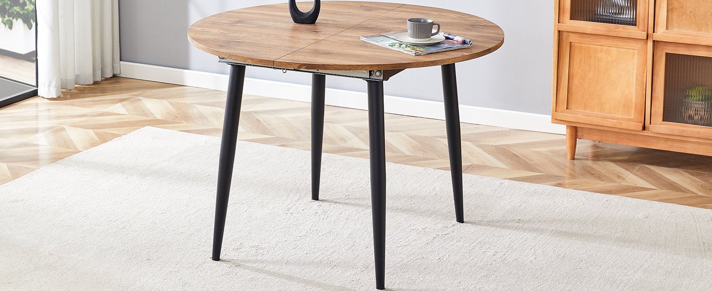 With A Clever Retractable Mechanism, The Mdf Table Top And Black Metal Legs And Has A Smooth And Delicate Surface. The Unique Look Creates The Sleekof A Modern Home. Wood Mdf Metal