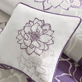 Printed Cotton Sateen Comforter Set Taupe Grey Purple King King Purple Cotton