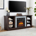 Faux Stacked Stone Tv Media Stand With Open Storage Modern Entertainment Console Space With 18