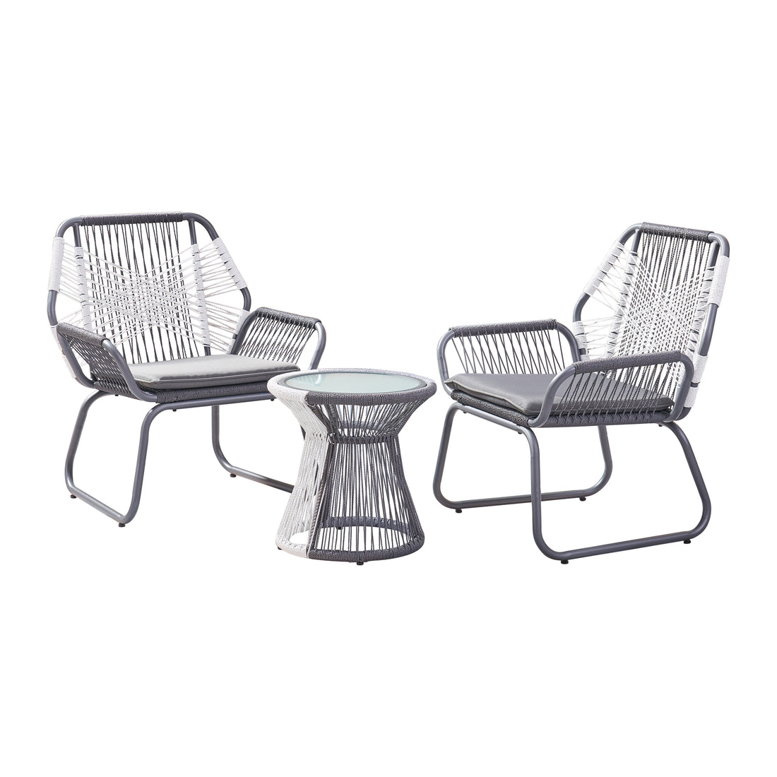 Idaho 3Pc Chat Set Gray Woven Rope