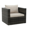 Patio Furniture, Outdoor Furniture, Seasonal Pe Wicker Furniture, 6 Set Wicker Furniture With Tempered Glass Coffee Table Dark Gray Seats 4 Pe Rattan Iron Waterproof Fabric