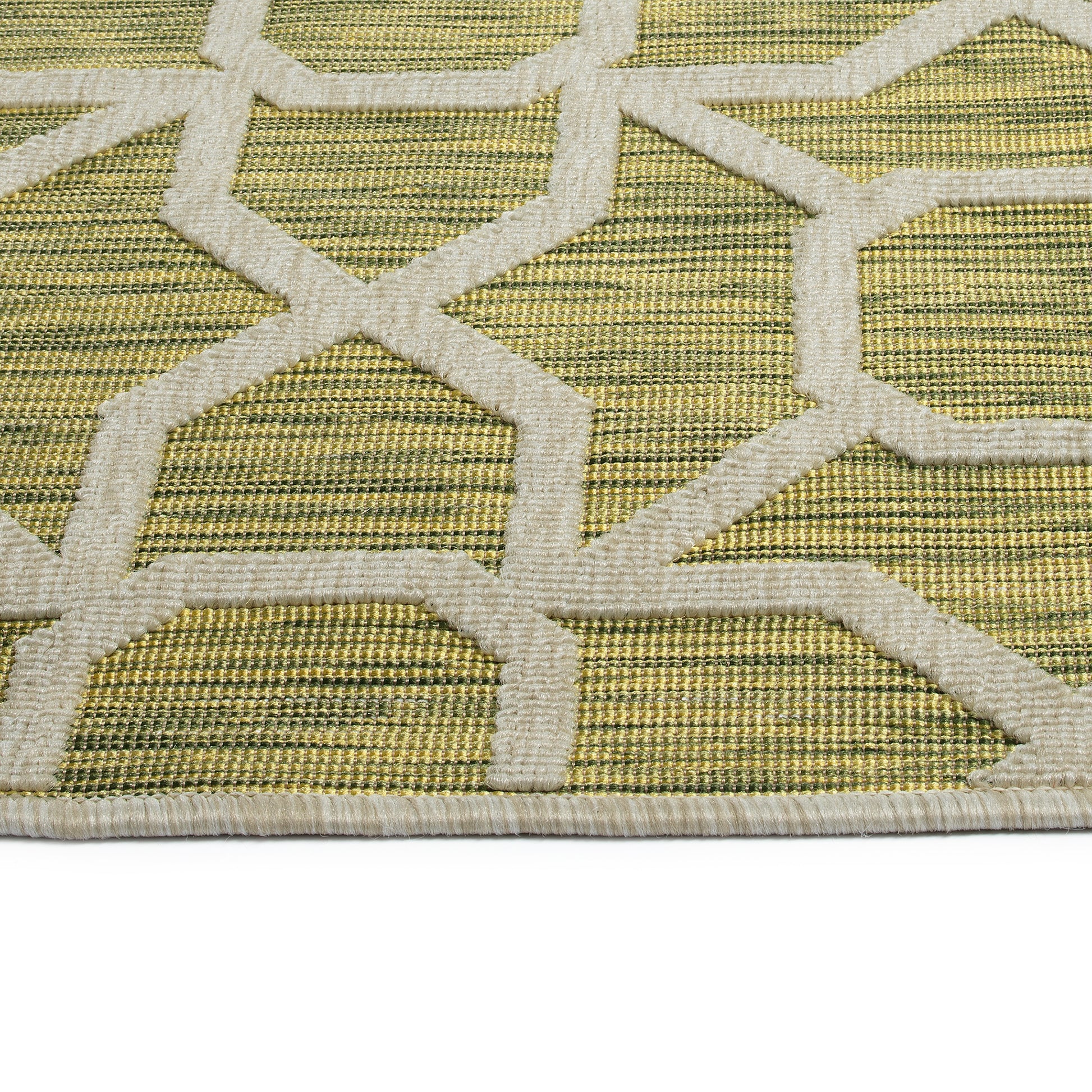 Contemporary, Transitional, Geometric, Textured, High Low Cut & Loop 2' X 3' Rectangle Throw Rug Lime Green Polypropylene