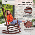 Outsunny Outdoor Rocking Chair, Patio Wooden Rocking Chair With Smooth Armrests, High Back For Garden, Balcony, Porch, Supports Up To 352 Lbs., Wine Red Wine Red Wood