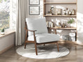 Modern Living Room 1Pc Beige Accent Chair Solid Wood Brown Finish Wooden Furniture Beige Primary Living Space Rubberwood Solid Wood
