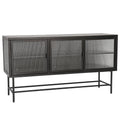 Retro Style Entertainment Center Tv Console Tv Stand With Enclosed Storage Display Cupboard Stylish Fluted Glass Tv Table With Wide Countertop Glass Doors Detachable Shelves Old Sku:W68751720 Black Steel