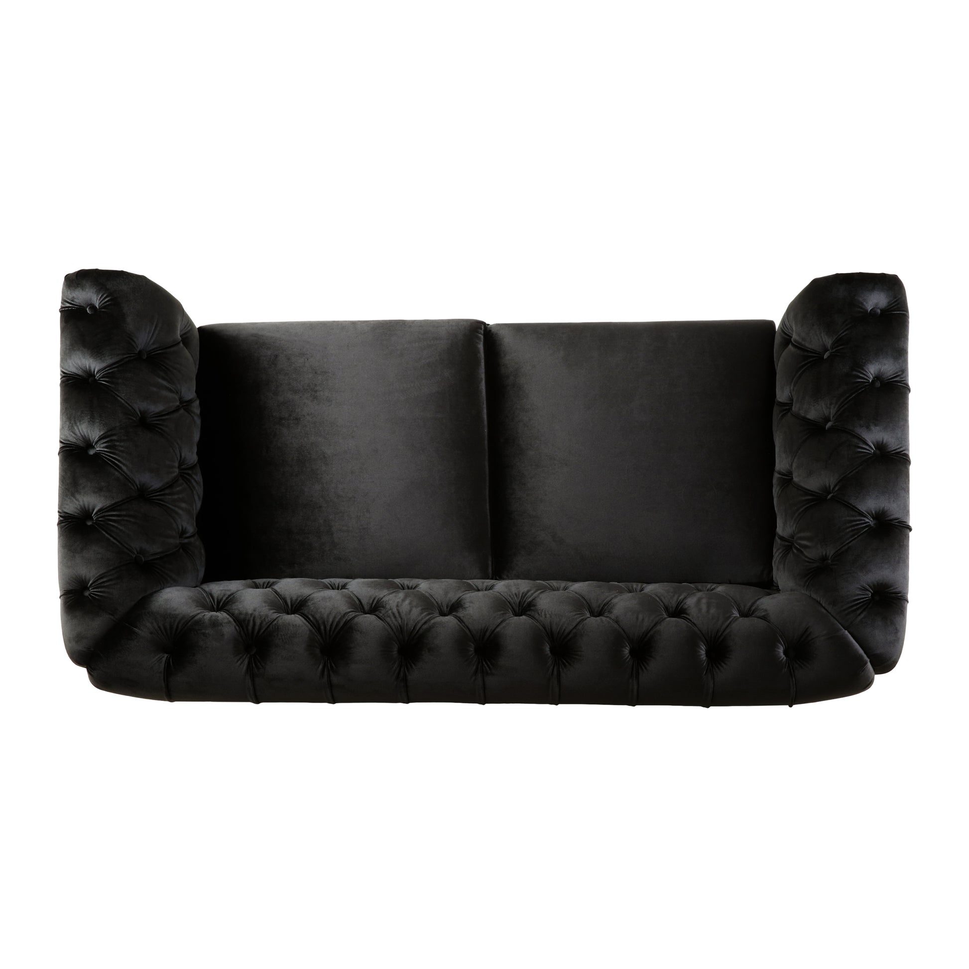 Vivalux 59.44" Chesterfield Velvet Loveseat Sofa,2 Person Rolled Arm Dutch Plush Upholstered Sofa Couch With Tufted Button For Living Room, Bedroom, Small Places,Black Black Espresso Velvet Wood Primary Living Space Soft Tufted Back Casual,Classic Pine