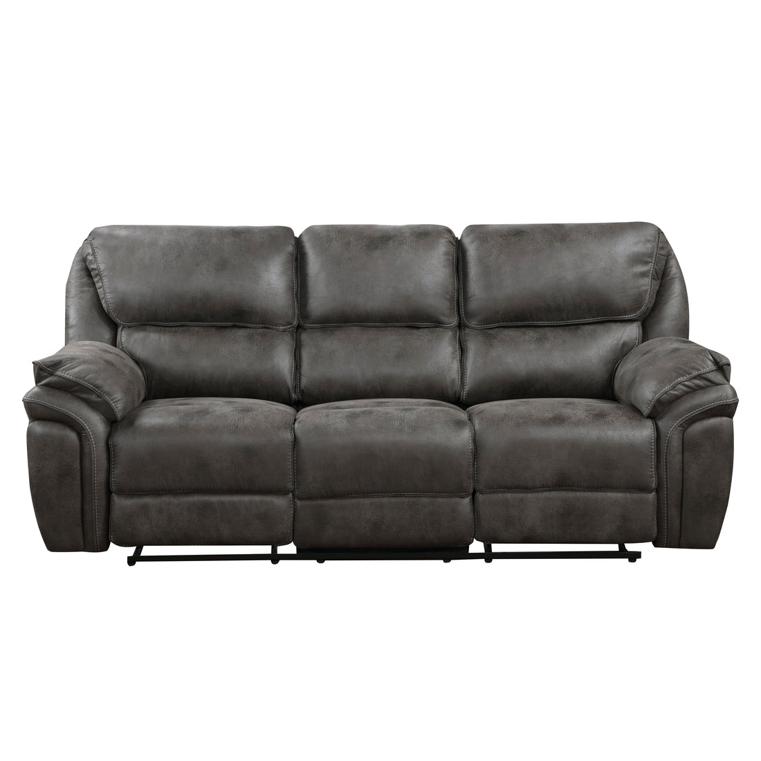 Plush Modern Design Living Room Reclining Sofa Gray Microfiber Upholstery Solid Wood Frame Furniture 1Pc Gray Microfiber Wood Primary Living Space Modern Plywood,Solid Wood 3 Seat