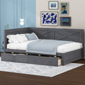 Twin Size Wood Daybed With 2 Drawers And Rustic Guardrail, Ancient Grey Expected Arrival Time: 8.28 Box Spring Not Required Twin Grey Wood Daybeds Solid Wood Mdf