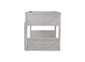 Twin Over Twin Floor Bunk Bed With Panelled Headboard And Footboard, Solid Rubber Wood Foundation With Safety Guardrails, Built In Ladder,Antique White Twin Antique White Rubber Wood