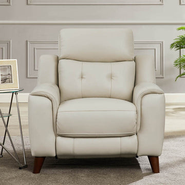 Torino Power Headrest Top Grain Leather Zero Gravity Recliner Off White Genuine Leather Power Push Button Wood Primary Living Space Medium Firm Tight Back Mid Century Modern Push Button Eucalyptus Pillow Top Arms Memory Foam Leather