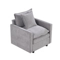 Chenille Fabric Comfy Deep Single Seat Sofa Upholstered Reading Armchair Living Room Gray Wood Foam Chenille 1 Seat