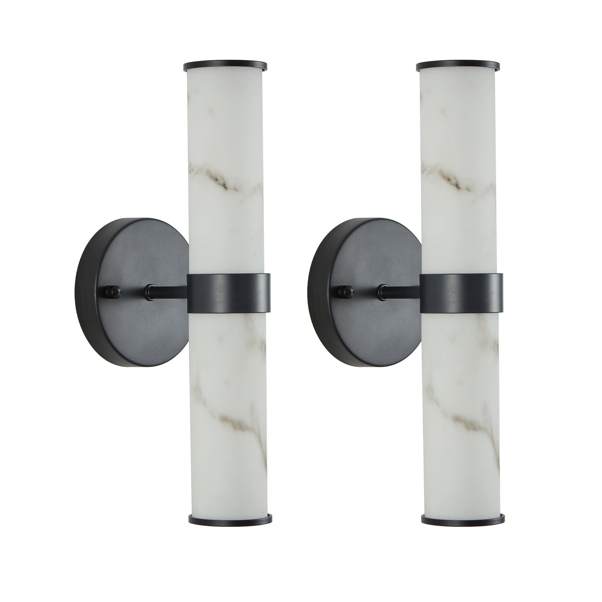 Resin Imitation Marble Texture Wall Light With Black Iron Metal Frame,Set Of 2,Elegant Lighting Fixtures For Hallways,Bathrooms,And Bedrooms Only Indoor Black Resin Iron