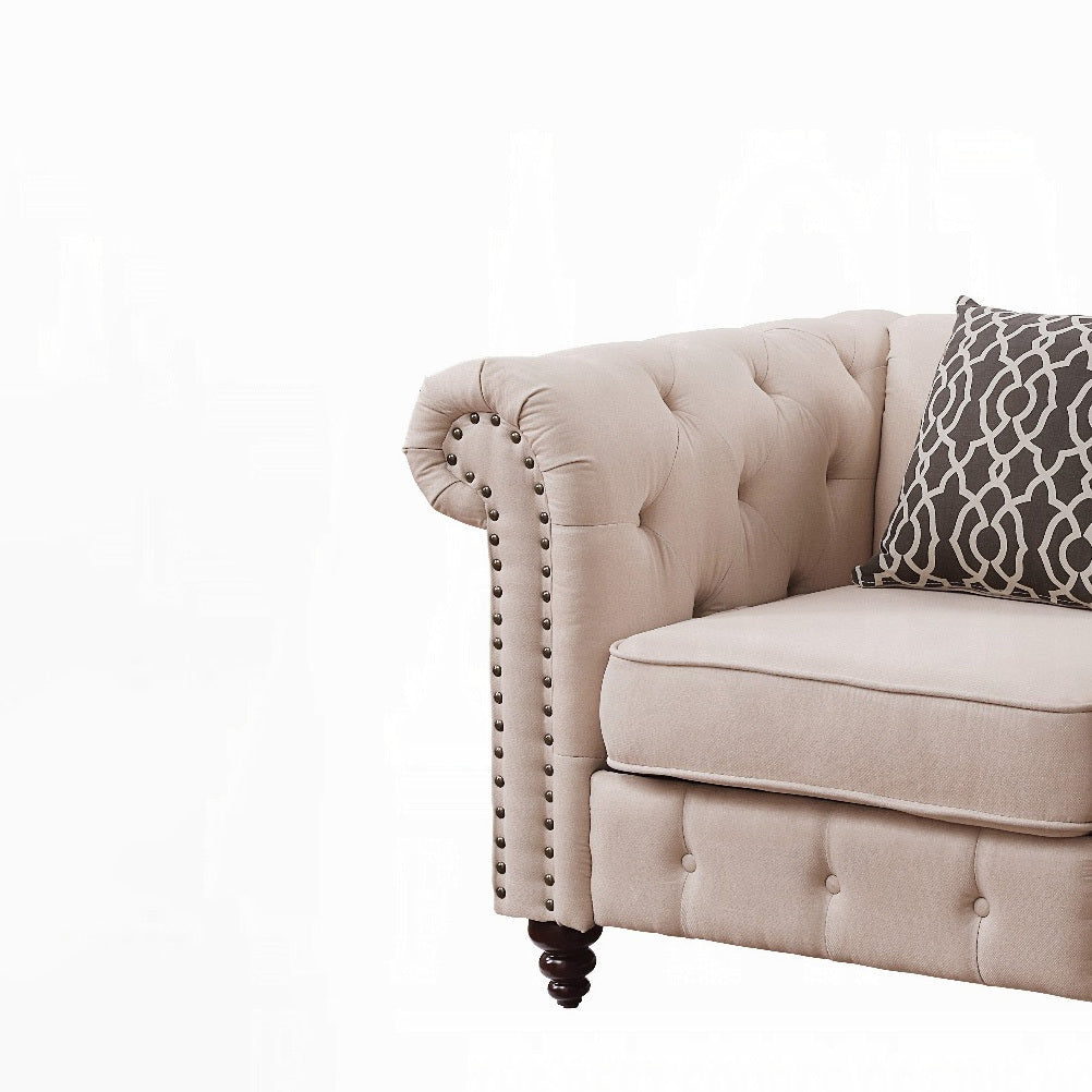 Beige Tufted Accent Chair With Pillow Beige Primary Living Space Wood Fabric