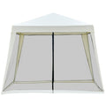 Outsunny 10'X10' Outdoor Canopy Tent, Slant Leg Sun Shelter With Mesh Sidewalls, Patio Tents For Parties, Cream White Cream White Steel