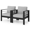 Aluminum Outdoor 2 Pcs Sofa Patio Couch, All Weather Metal Outdoor Couch With 5