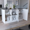 Juniper Kitchen Island With Large Top Surface, Double Door Cabinet, And Open Shelves Multi Particle Board