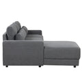 L Shaped Modular Sectional Sofa With Removable Back Cushions And 3 Pillows, Suitable For Living Rooms, Offices, And Apartments Gray Wood Linen 3 Seat