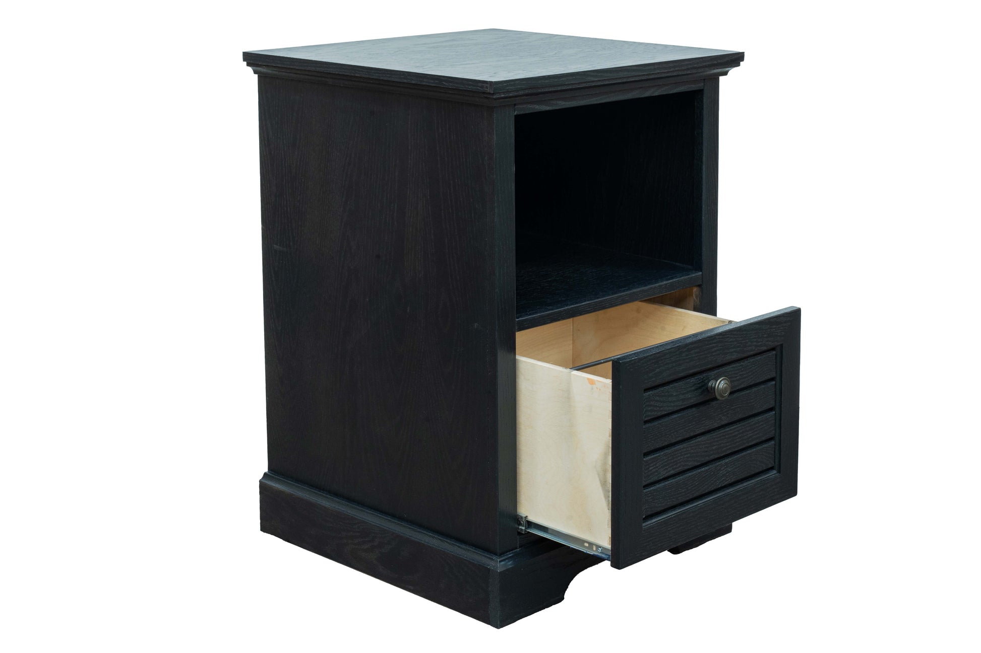 21 Inch One Drawer File Cabinet, No Assembly Required, C Finish Black Wood