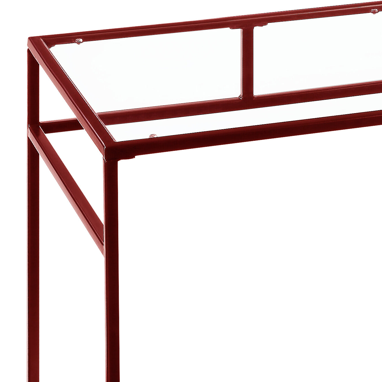 Yasin Glass Top & Red Finish Writing Desk Red Glass,Metal,Synthetic Wood