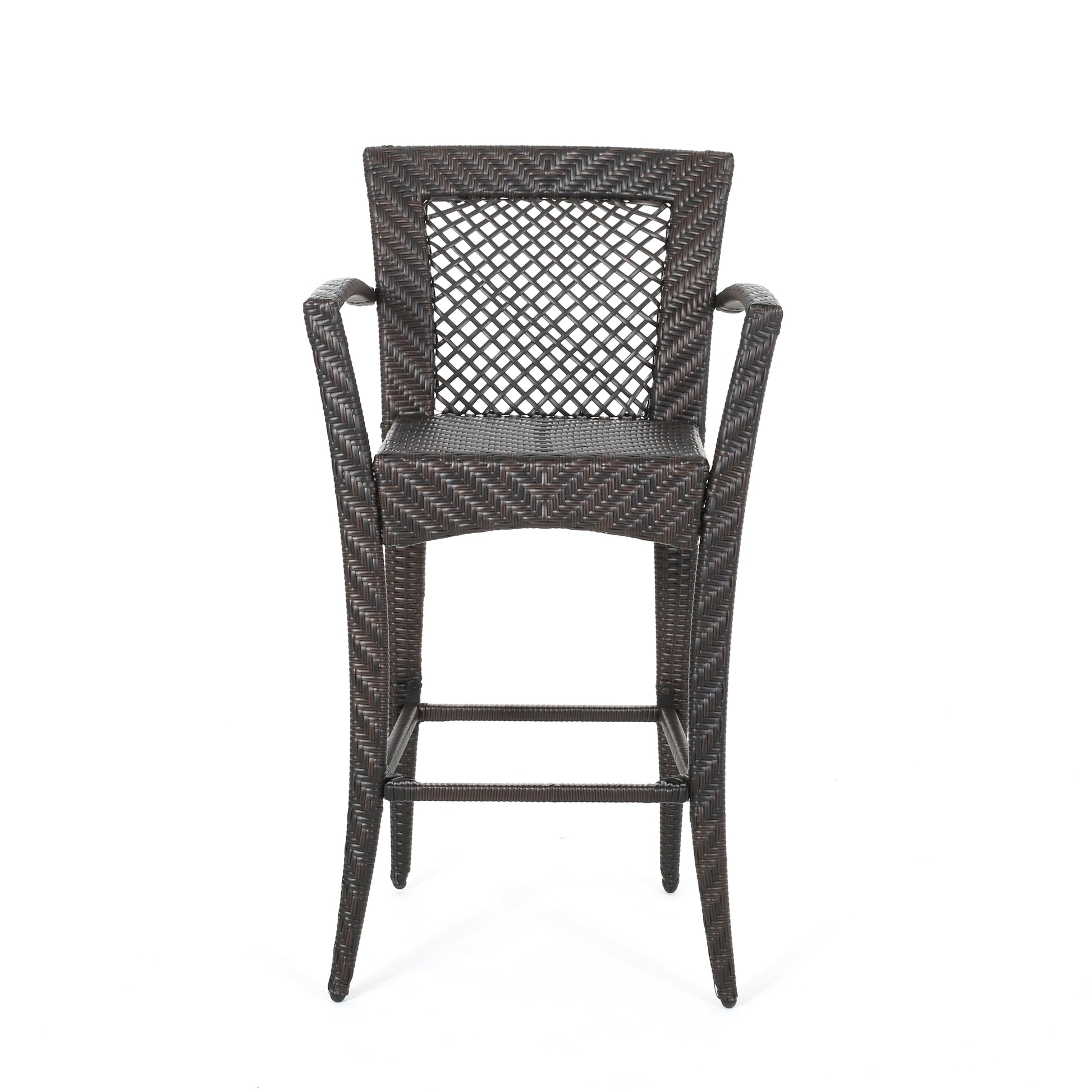 Outdoor 46" Wicker Barstool Set Of 2 , Multi Brown Finish No Brown Multi Garden & Outdoor Wicker