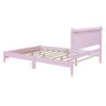 Full Size Wood Platform Bed Frame, Retro Style Bed With Rectangular Headboard,No Need Box Spring,Pink Full Pink Wood