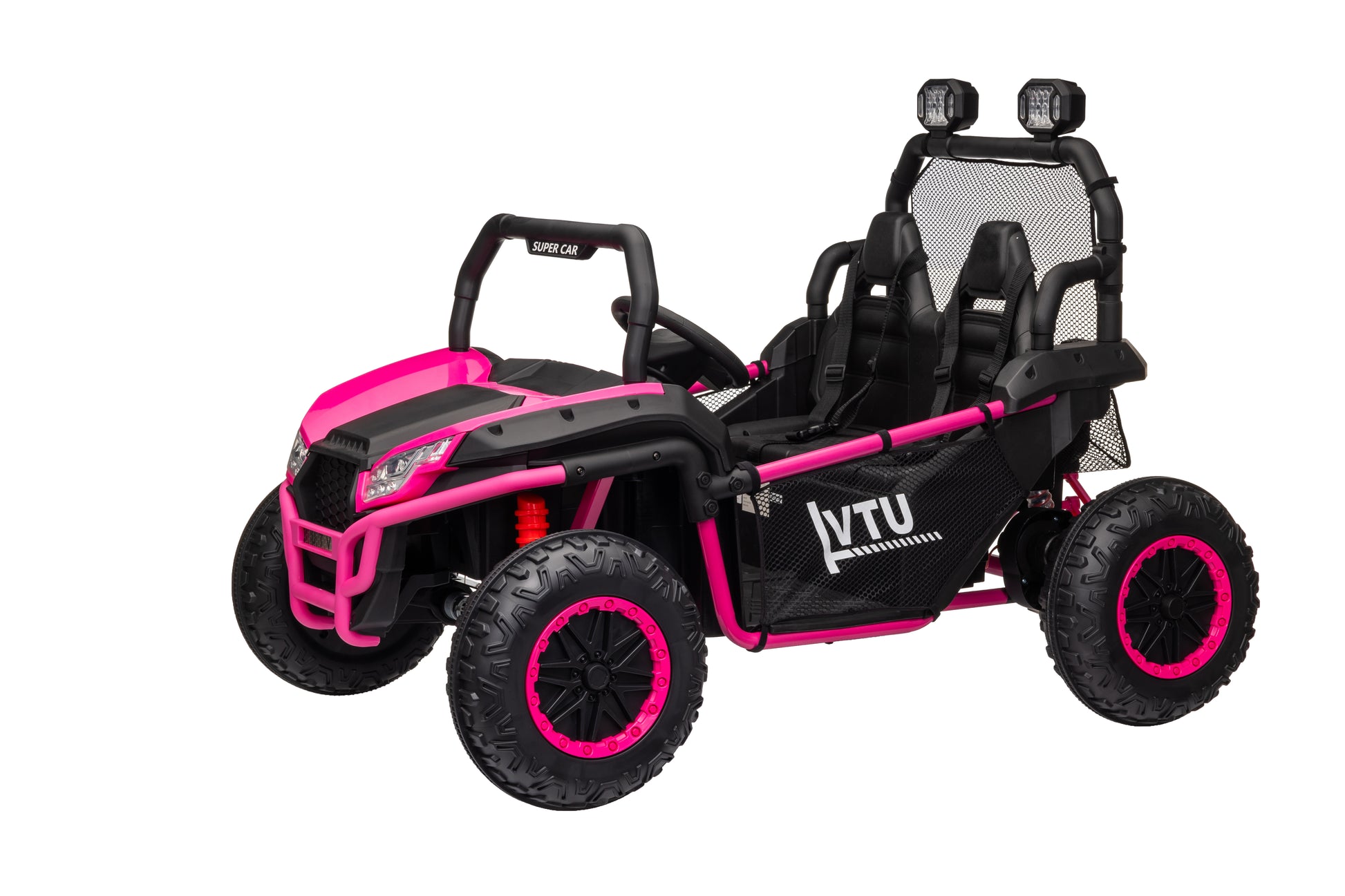 24 Volt Ride On Toys With Remote, Metal Frame Electric Powered Off Road Utv With 2 Xl Seater, 4X200W 5Mph Max, 4Wd 2Wd Switchable, 3 Speeds, Bluetooth, Storage, Pink Rose 150 199 Lbs Abs Pc Abs