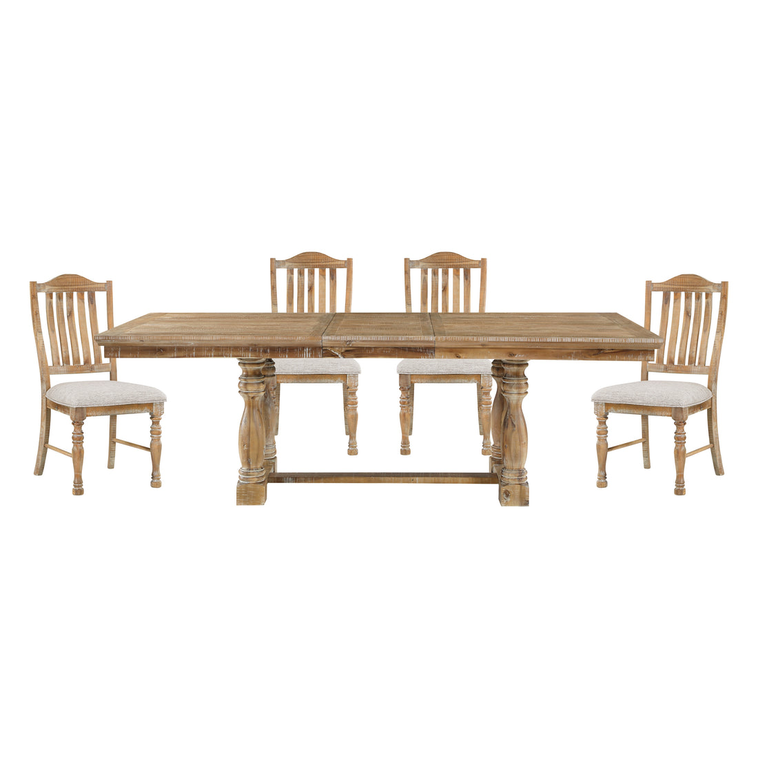 Traditional Dining Set 5Pc Extendable Table And 4 Side Chairs Wheat Finish Wooden Dining Kitchen Furniture Wood Wood Wheat Seats 4 Wood Dining Room Removable Leaf Extendable Trestle Rectangular