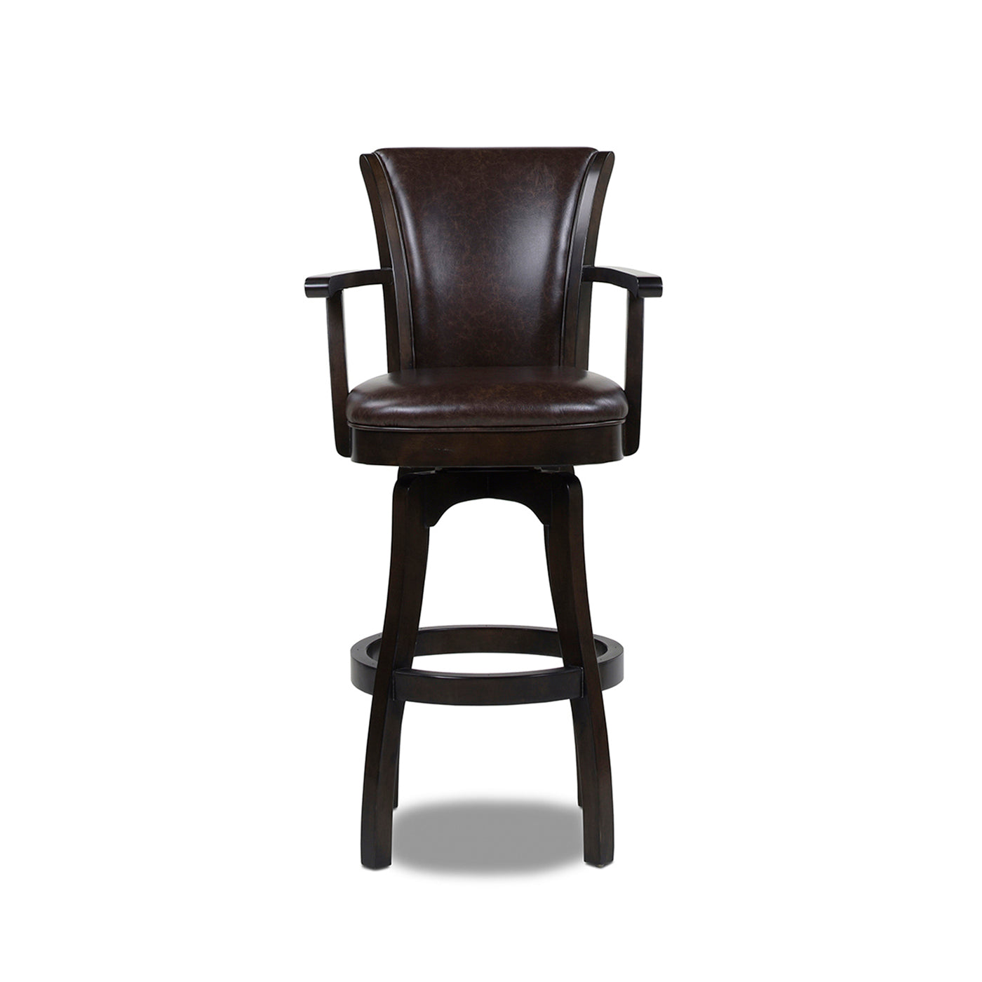 Williams 31In Swivel Bar Stool With Armrests, Vintage Brown Faux Leather Brown Foam Faux Leather