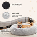 Anti Slip Round Fluffy Plush Faux Fur Cat Bed, Small Gray Gray Fabric