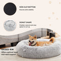 Anti Slip Round Fluffy Plush Faux Fur Cat Bed,Large Gray Gray Fabric