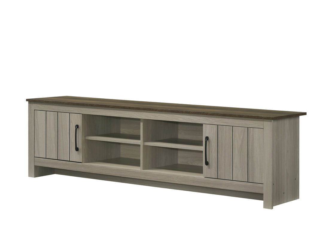 Nyla 68.5"W Gray Oak Tv Stand With Shelves And Cabinet Doors Gray 60 69 Inches Wood