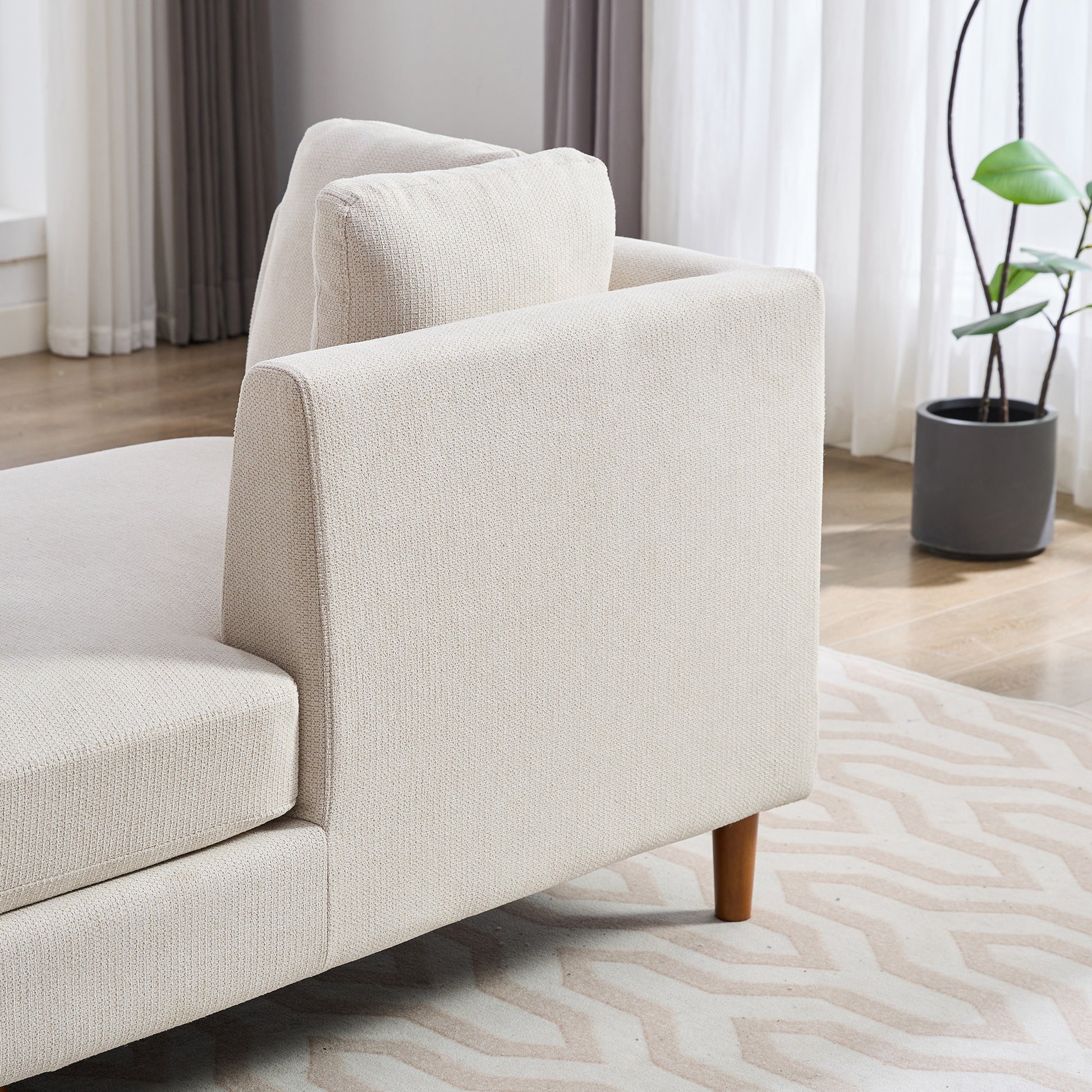 77.95'' Wide Modern Double Sided Upholstered Chaise Lounge Indoor,Chenille Fabric Sleeper Sofa Couch With 4 Throw Pillows, Daybed With Rubberwood Legs For Living Room, Bedroom, Apartment,Beige Beige